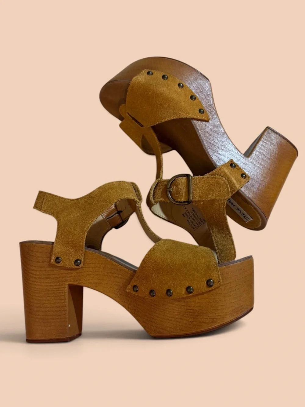 Steve Madden Lagunna Suede Platform Clog Sandals Tan Brown Size 8